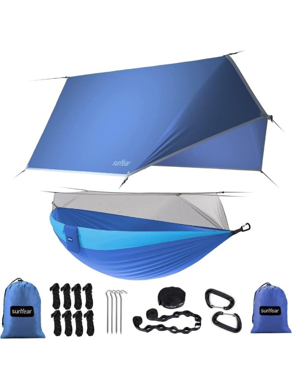 Portable Double Camping Hammock with Net & Straps - Ideal for Outdoor Hiking